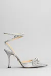 Mach&mach Double Bow Crystallised Pvc Heels In Silver