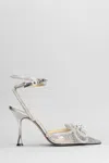 Mach&mach Double Bow Crystallised Pvc Heels In Silver