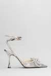 Mach&mach Double Bow Crystallised Pvc Heels In Silver