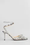 Mach&mach Double Bow Embellished Pvc Pumps In Silver