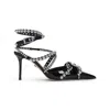 Mach&mach Crystal Studs Strappy Stiletto Pumps In Black