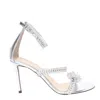 Mach&mach Lotus Crystal Metallic Ankle-strap Sandals In Silver