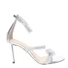Mach&mach Lotus Crystal Metallic Ankle-strap Sandals In Silver