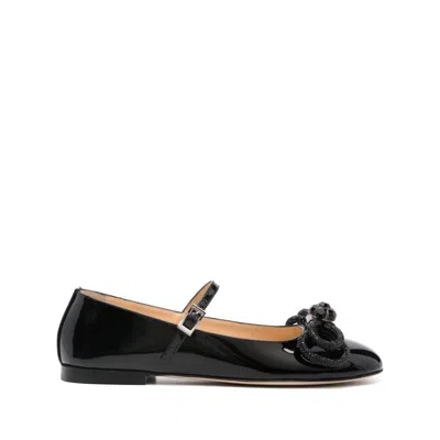 Mach & Mach Double Bow Flat Shoes Black