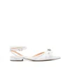 Mach&mach Double Bow Embellished Satin Ballet Flats In White
