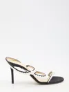 Mach&mach Sirene Pearly Stud Satin Strappy Sandals In Multi