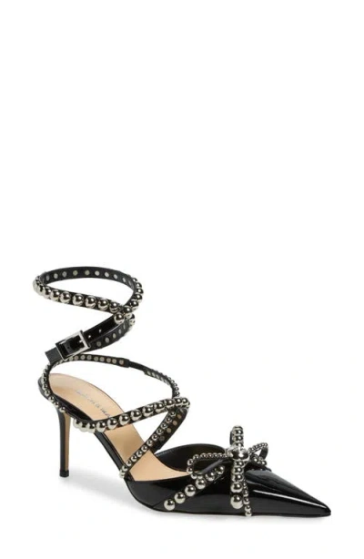 MACH & MACH MACH & MACH STUDDED CRYSTAL BOW ANKLE STRAP PUMP