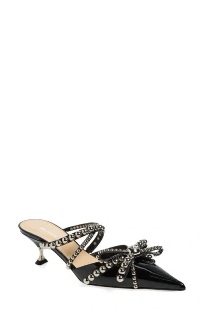 Mach&mach Mach & Mach Studded Crystal Bow Mule In Black