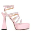 Mach&mach Mach & Mach Sydney Pink Embellishe Platform Sandals In Pink