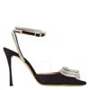 Mach&mach Double Bow 65mm Crystal-embellished Pumps In Black Satin In Black