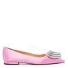 Mach&mach Triple Heart Satin Ballerina Flats In Pink