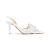 Mach&mach Mach & Mach Le Cadeau Bow Pointed Toe Slingback Pump In White