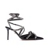 Mach&mach Crystal Studs Strappy Stiletto Pumps In Black