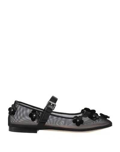 Mach&mach Mach & Mach Woman Ballet Flats Black Size 8 Textile Fibers, Leather