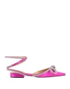 Mach&mach Double Bow Satin Ballerina Shoes In Pink