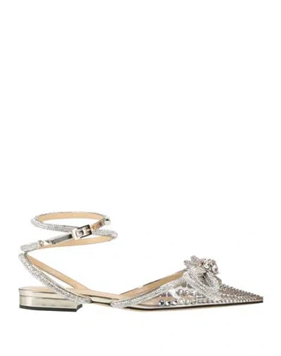 Mach&mach Mach & Mach Woman Ballet Flats Platinum Size 7.5 Leather, Textile Fibers In Silver