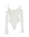 Mach & Mach Woman Bodysuit Cream Size M Viscose, Polyester In White