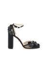 Mach&mach Mesh Flowers Ankle-strap Pumps In Black