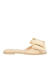 Mach&mach Cadeau Raffia Bow Flat Slide Sandals In Beige