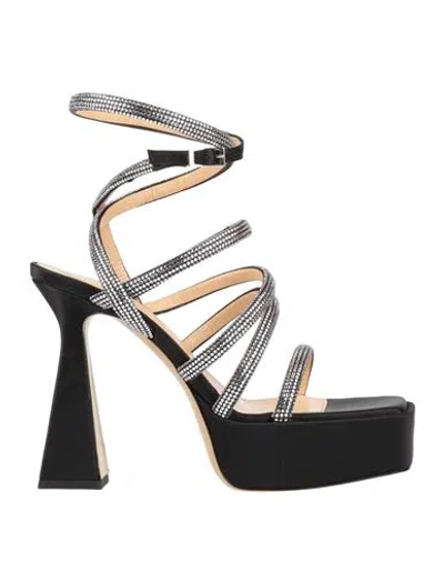 Mach&mach Mach & Mach Woman Sandals Black Size 6 Textile Fibers