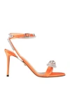 Mach&mach Satin Sandals With Crystals In Orange