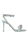 Mach&mach Double Bow Satin Sandals In Blue