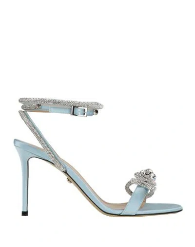 Mach & Mach Double Bow Satin Sandals In Blue