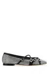 Mach&mach Crystal Net Square Toe Ballerinas With Straps 10mm By Mach In Silver