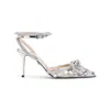 Mach&mach Double Bow Embellished Pvc Pumps In Silver