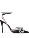Mach&mach 100mm Crystal-embellished Bow Sandals In Black