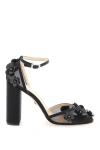 Mach&mach Mesh Flowers Ankle-strap Pumps In Black