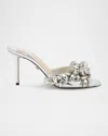 Mach&mach Metallic Heart Charms Mule Sandals In Silver