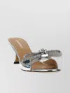 Mach&mach Double Bow Mirror Kitten Heel Sandals Silver