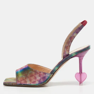 Pre-owned Mach&mach Multicolor Kaleidoscope Print Pvc Slingback Sandals Size 39