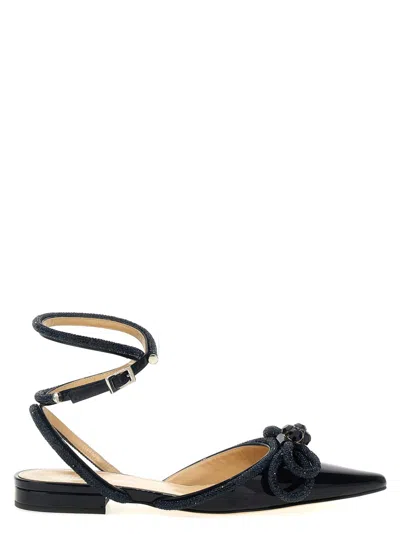 MACH&MACH NAVY BLUE DOUBLE BOW BALLET FLATS