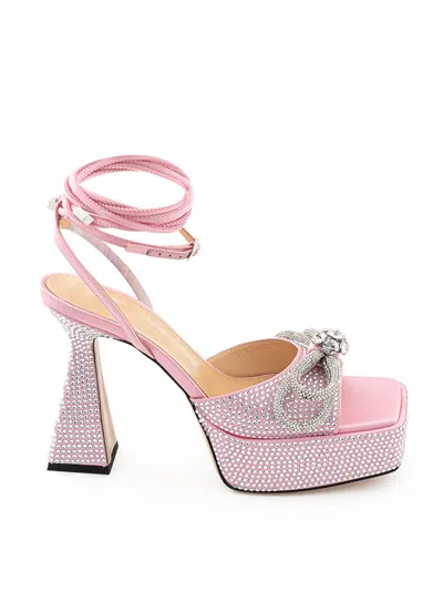 Mach & Mach Pink Double Bow Pvc Platform Sandals