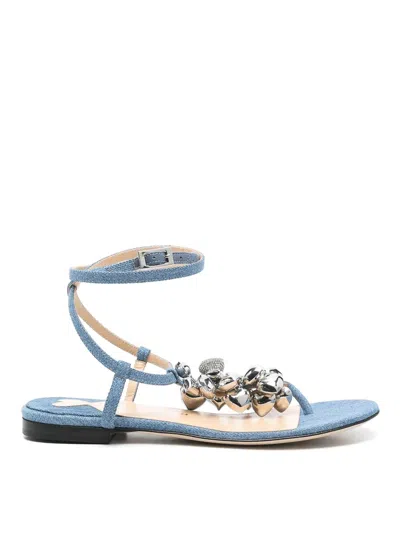 MACH&MACH PUFFY HEART DENIM THONG SANDALS 5MM