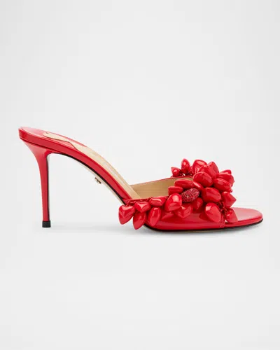 MACH&MACH PUFFY HEARTS PATENT LEATHER MULES