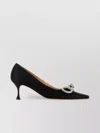 Mach&mach Rhinestone Bow Pointed Satin Pumps In Black
