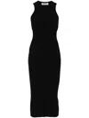 Mach&mach Ribbed Midi Dress In 黑色