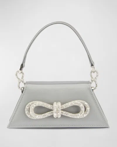 Mach&mach Samantha Embellished Bow Satin Top-handle Bag In Grey