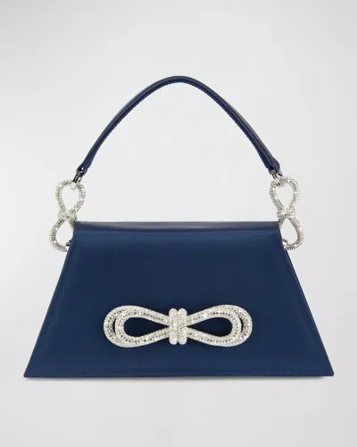 Mach&mach Samantha Embellished Bow Satin Top-handle Bag In Navy