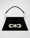Mach&mach Samantha Embellished Bow Velvet Top-handle Bag In Black
