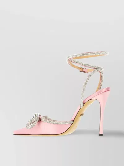 Mach&mach Satin Double Bow Pumps With Embellished Detail In Gold