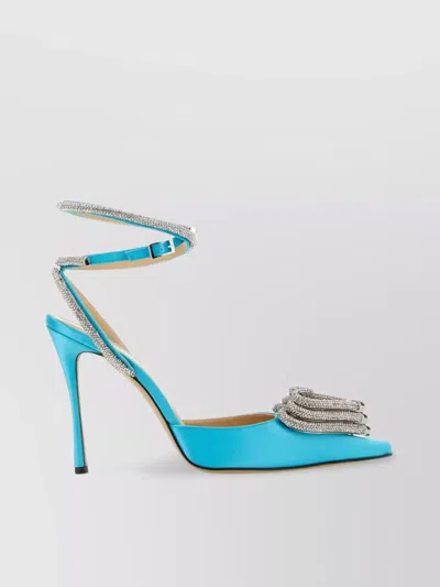 Mach & Mach Satin Pumps With Ankle Strap And Embellished Detail In Blue