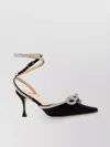 Mach&mach Satin Pumps With Pointed Toe And Ankle Strap