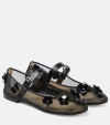 Mach&mach Sequined Floral-appliqué Mary Jane Flats In Schwarz