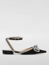 Mach&mach Satin Slingback Ballet Flats With Double Bows In 黑色