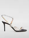 Mach&mach Mach & Mach Sirene Satin Round Toe Pearl Sandals Shoes In 黑色