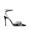 Mach&mach 100mm Crystal-embellished Bow Sandals In Black